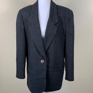 Vintage SK & Company Classic Charcoal Single-Button Blazer Petite
